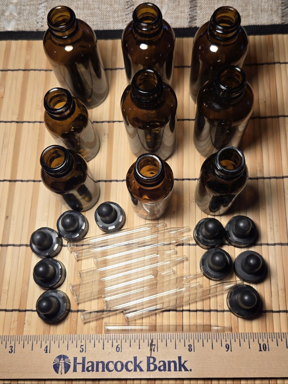 9 Empty Essential Oil Bottles With Glass Pipettes 120ml & 30ml